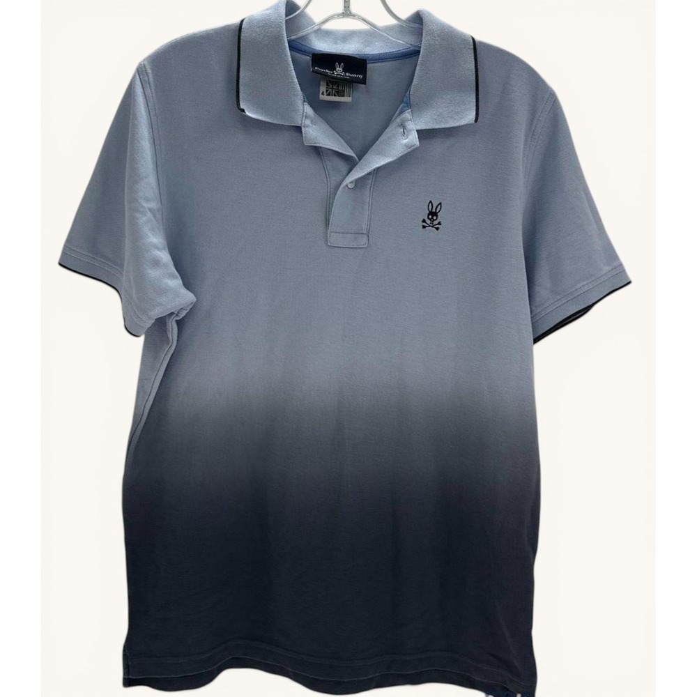 Psycho Bunny Ghent Polo Shirt Men’s 4 Small Blue Ombre Dip Dye Pima Cotton